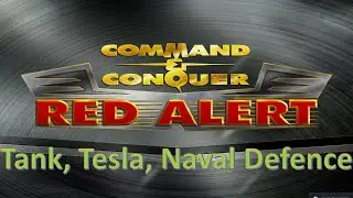 Command and Conquer Red Alert Remastered 4v4 (Trying to Break the Tank, Tesla and Naval Defence)