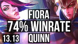 FIORA vs QUINN (TOP) | 74% winrate, 6 solo kills | KR Master | 13.13