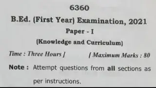 B. Ed first year Exam, 2021 Paper 1st Awadh university #rmlau up Bed previous year question paper