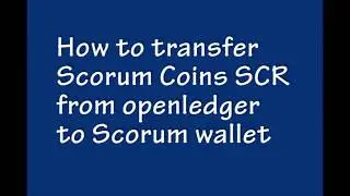 How to transfer Scorum Coins SCR from openledger to Scorum wallet