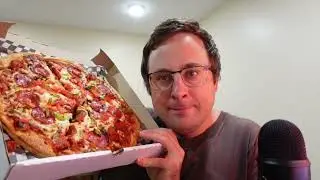 ASMR Eating a pepperoni pizza, no talking, looped video