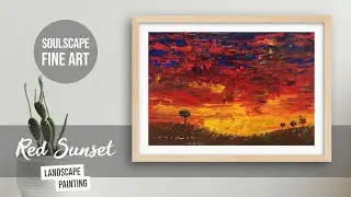#1 RED SUNSET | How To Paint A Sunset, Acrylic On Canvas