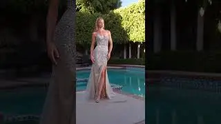 Ladivine CZ2408 - Beaded Bodice Sleeveless V-Neckline Gown