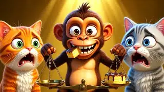 The Greedy Cats and Clever Monkey Story 🐱🐵 | Moral Story for Kids