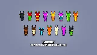top down larva style enemy monster game asset pack