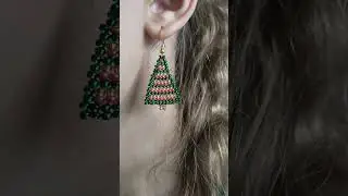 How to make Christmas tree earrings with seed beads, beading tutorial