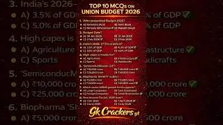 Budget 2026 | Most Important Questions | #shorts #ssc #upsc #rrb #youtubeshorts #viralvideo