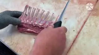 French Trimming a lamb cutlet rack