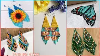 New Patterns Of Seeds Beads Native American Long Party Earrings/Fringe Beaded Hoop Earrings Styles