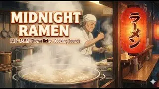 Midnight Ramen [Lo-fi Hip Hop / ASMR] Cooking Sounds & Rain | 昭和レトロな屋台と雨音