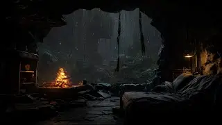 No Ads 🌧️ Cozy Rainy Cave with Fireplace Sounds &ndash; Peaceful Ambience for Deep Sleep & Stress Relief🔥