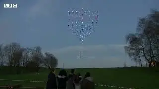 #shorts L'chaim Chabad Lubavitch BBC Chanukah Drone Light Show Footage Manchester UK