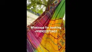 (IN HOUSE COLLECTION)Gachi/Gachi Tussar 3D gun spray dyed with kutchi (gujrati) hand work saree.