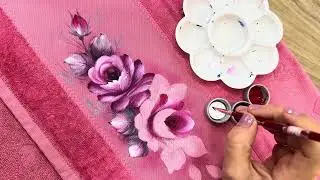 Como Pintar Rosas em Toalha-Café com arte #250