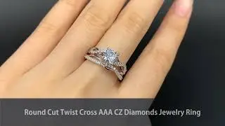 Round Cut Twist Cross AAA CZ Diamonds Jewelry Ring
