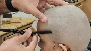 ASMR удаление перхоти, видеоурок по бритью головы, парикмахерская Zaibi, 2026