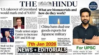 7  JANUARY 2026 The Hindu Daily News Analysis for UPSC, RBI, NABARD, SSC& More|UPSC Current Affairs