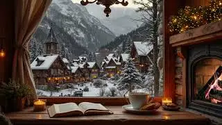 Calm Piano Music ❄️ Warm Fire, Candlelight, Falling Snow & Peaceful Winter Ambience
