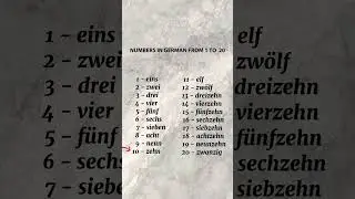 Learn the German numbers from 1-20 #learngerman #germanlanguage #germanforbeginners #germanphrases