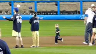 Evan running the bases at Miller Park