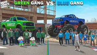 GTA 5 : Franklin Blue Gang Vs Shinchan Green Gang Bus Challenge In GTA 5!
