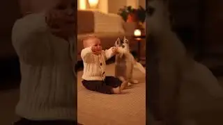 Baby & Husky Puppy Dancing Together! 💃🐶