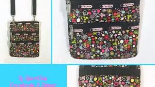 Le SportSac Crossbody 3 Zipper Pockets Floral Bright Colors Purse Bag