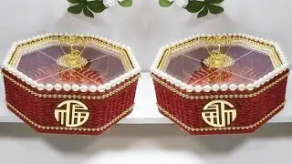 Beautiful Ancient Design Box! PVC Board, Hand Woven Hemp Rope Premium Storage Basket For Gift
