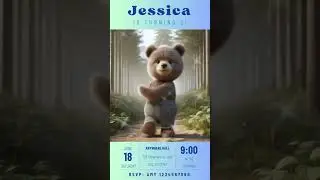 🐻🎶 Cute Dancing Teddy Bear Birthday Invitation Video | Personalized Digital Party Invite!