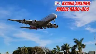 ASIANA A380 LANDING AND EMIRATES A380 TAKEOFF FROM LAX AIRPORT | PLANE SPOTTING | [4K]