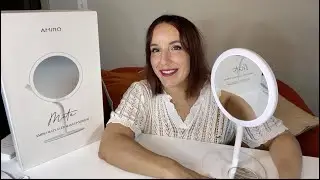AMIRO Lighted LED Make Up Mirror | Rechargeable Travel Mirror Gift Set With 5x Magnifying Mirror