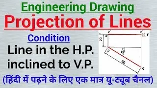 line in the hp and inclined to vp, projection of lines in hindi, projection of lines problems