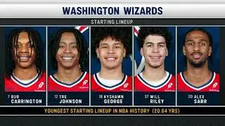 The Washington Wizards with the youngest starting lineup in NBA history - average age of 20.64 years