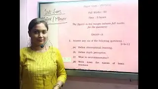 Psychology Question and Answer writing structure : Major Minor Subject 1st SemesterI Tripura College
