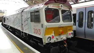 (HD) GBRf 66718 & 66721 unveiled in their new TFL style liveries at London Victoria - 5/11/13