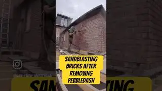 Sandblasting bricks after removing pebbledash #construction #renovation #sandblasting #howto
