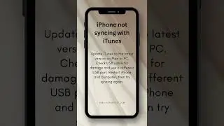 iPhone not syncing with iTunes