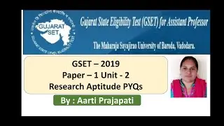 GSET Paper - 1 //  2019 PYQs // Unit - 2 // Research Aptitude