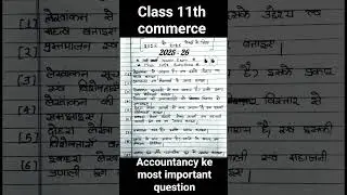 #UP board Hindi medium class 11th ki accountancy ke most important question 2025 -26#commerce