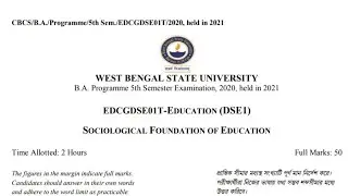 wbsu 5th semester education question paper (DSE1) general 2020-21 (west Bengal state university)