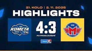 Highlights | HC Kometa Brno vs. Banes Motor Č. Budějovice 4:3pp | 02.11.2025