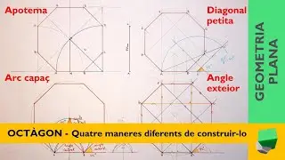 OCTÀGON - 4 maneres de construir un octàgon regular - Arc capaç, angle exterior, apotema i diagonal