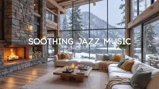 Soothing Jazz Music in Winter Forest ❄️ Living Room Ambience in Peaceful Morning for Stress Relief
