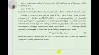Vektorlarning aralash ko'paytmasi 1-qism