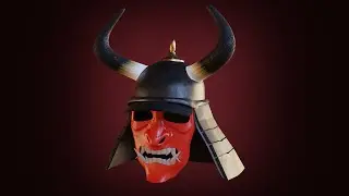 Samurai Helmet made in Blender + some node setups