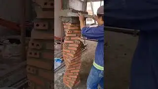Spiral Brick Pillar Construction #construction #masonry #diy #buildingrenovation #homeimprovement