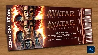 Cinema Ticket Design (Avatar Fire and Ash) - Ticket Design - Adobe Photoshop Tutorial