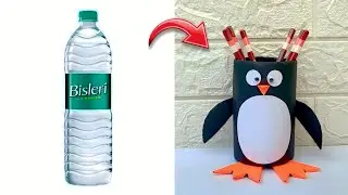 How to make pen stand from waste plastic bottle || DIY pen holder || @SmritisArtWorld