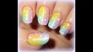 Pastel Rainbow Starry Night Chrome Nail Art Stamping Tutorial using Maniology Plate M304 #nailart