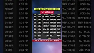 Legends League Cricket 2022 Schedule | India Maharajas vs World giants Points Table #sehwag  #llct20